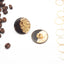 Orecchini a lobo con polvere di caffè e foglia dorata - versione più grande