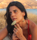 orecchini pendenti con perle e fiori di carota selvatica