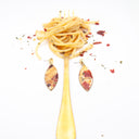 Orecchini a goccia in resina e spaghetti, aglio e peperoncino