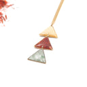 Collana con triangoli di zafferano, foglie dorate e avventurina