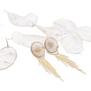 Orecchini a lobo con lunaria e pendente a cascata