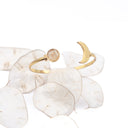 Bracciale rigido con mezza luna e foglia di lunaria