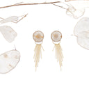 Orecchini a lobo con lunaria e pendente a cascata