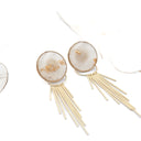 Orecchini a lobo con lunaria e pendente a cascata