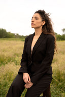 Collana con foglia di lunaria e pendente mezza luna dorata