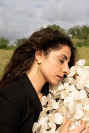 Orecchini a lobo con lunaria e pendente a cascata