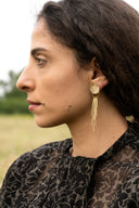 Orecchini a lobo con lunaria e pendente a cascata