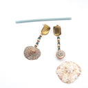 Dangling earrings with shell and plastic