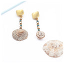 Dangling earrings with shell and plastic