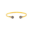 Adjustable brass cuff bracelet with real forget me nots flower