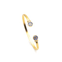 Bracciale rigido in ottone regolabile con fiore di non ti scordar di me