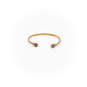 Adjustable brass cuff bracelet with real forget me nots flower