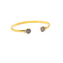 Adjustable brass cuff bracelet with real forget me nots flower