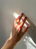 Anello regolabile in ottone con fuliggine e foglie d'oro