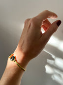 Bracciale rigido regolabile con fuliggine e foglie d'oro