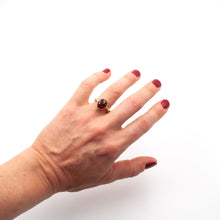 Load image into Gallery viewer, Adjustable brass ring with resin and strawberry gem
