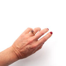 Load image into Gallery viewer, Adjustable brass ring with resin gem and real strawberry
