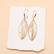 Load image into Gallery viewer, Drop earrings with wild plant and gold leaves
