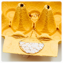 Load image into Gallery viewer, Half moon necklace with white eggshell and gold leaf

