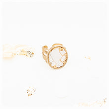 Load image into Gallery viewer, Adjustable resin ring with white eggshell and gold leaf

