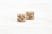 Load image into Gallery viewer, Stud earrings with real lavender, wild carrot and spirea flowers
