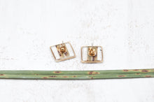 Load image into Gallery viewer, Square resin stud earrings with palm leaf cutout
