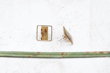 Load image into Gallery viewer, Square resin stud earrings with palm leaf cutout
