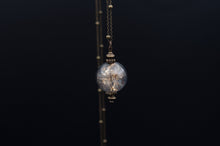 Load image into Gallery viewer, Long necklace with glass pendant and shower heads and gold leaves
