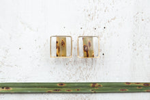 Load image into Gallery viewer, Square resin stud earrings with palm leaf cutout
