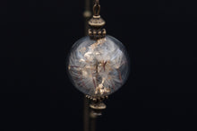 Load image into Gallery viewer, Long necklace with glass pendant and shower heads and gold leaves
