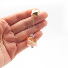 Load image into Gallery viewer, Cube pendant earrings in resin, recycled plastic and marine elements
