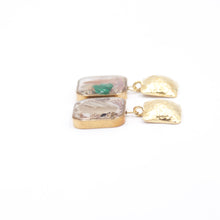 Load image into Gallery viewer, Square pendant earrings in resin, recycled plastic and marine elements
