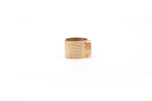 Load image into Gallery viewer, Adjustable brass ring with palm leaf detail
