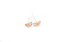 Load image into Gallery viewer, Half moon pendant earrings with yellow fern
