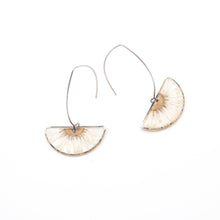 Load image into Gallery viewer, Half moon and half daisy drop earrings
