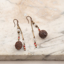 Load image into Gallery viewer, Drop earrings with real mini pine cones
