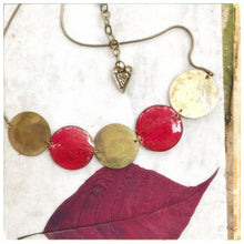 Load image into Gallery viewer, Choker necklace with brass pendants and real leaves
