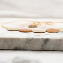 Load image into Gallery viewer, Choker necklace with brass pendants and apricot leaves
