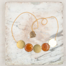 Load image into Gallery viewer, Choker necklace with brass pendants and apricot leaves
