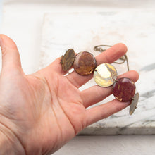 Load image into Gallery viewer, Choker necklace with brass pendants and eucalyptus leaves
