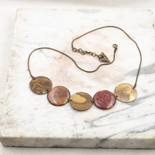 Load image into Gallery viewer, Choker necklace with brass pendants and eucalyptus leaves
