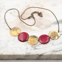 Load image into Gallery viewer, Choker necklace with brass pendants and real leaves
