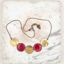 Load image into Gallery viewer, Choker necklace with brass pendants and real leaves
