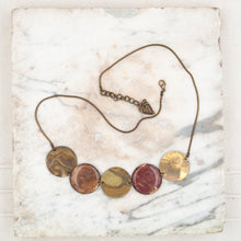 Load image into Gallery viewer, Choker necklace with brass pendants and eucalyptus leaves
