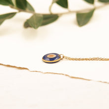 Load image into Gallery viewer, Necklace with blue resin pendant and Apulian umbrella seed
